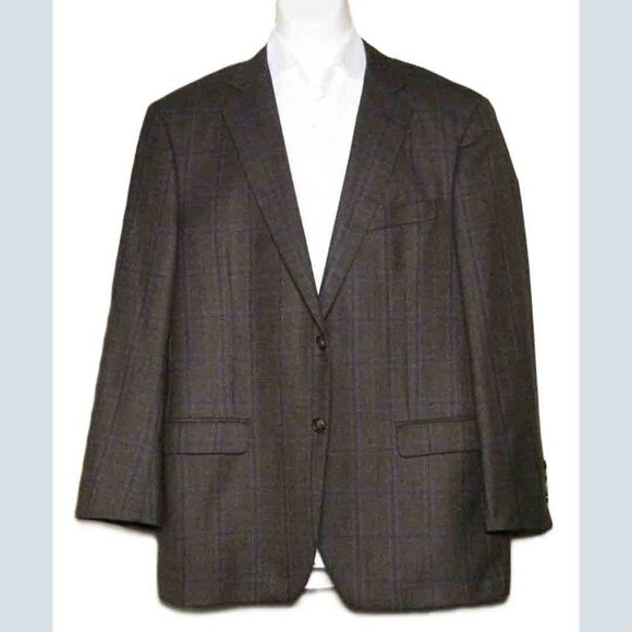 Brooks Brothers Wool Blazer Sport Coat Brown Blue Gold Saxon Men's Size 43R - Picture 1 of 5